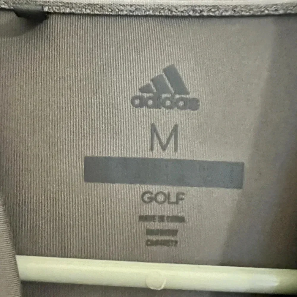 Men’s Gray Striped Adidas Golf Polo Size Medium